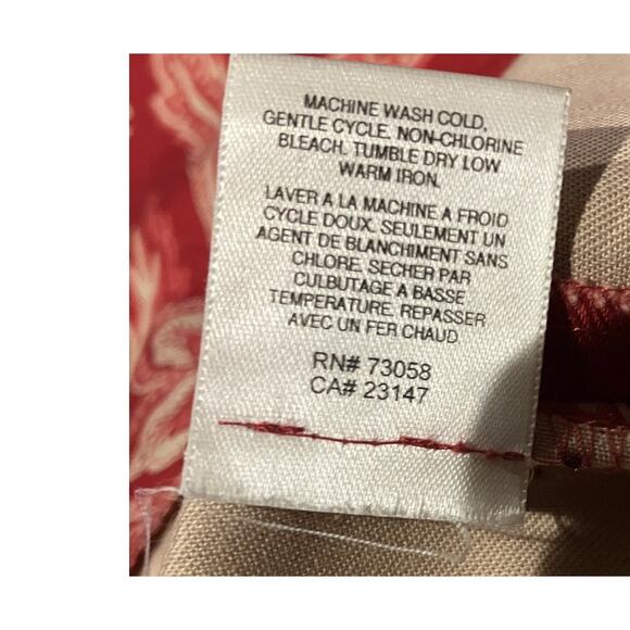 Talbots Petite 12 Red Floral Cotton Skirt Made in USA Lined Back Vent Chic Midi - Picture 7 of 10